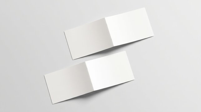 Two open blank landscape bi-fold brochures for mockup on grey background