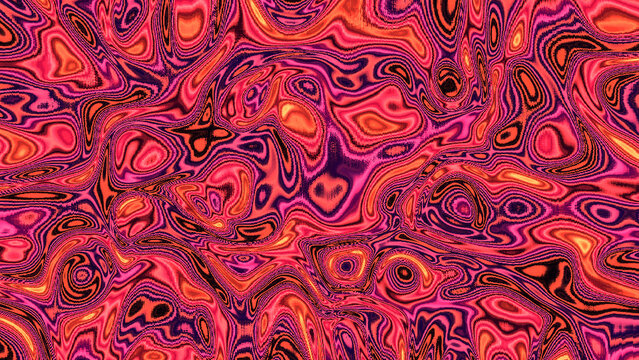 Abstract crimson magenta ripple background featuring fluid liquid surface pattern with organic swirling lines and vibrant psychedelic shapes.