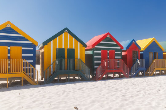 Colorful beach huts at Muizenberg Beach
