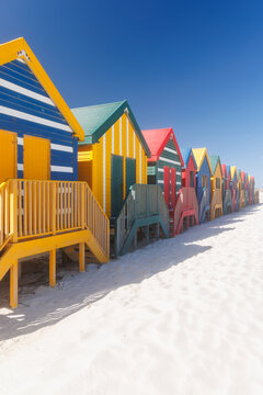 Colorful beach huts at Muizenberg Beach