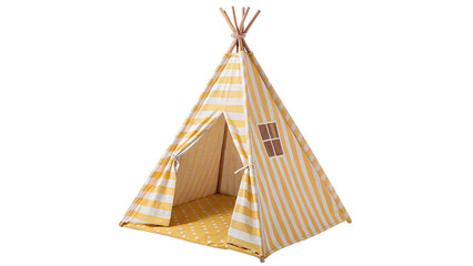 Small wooden children teepee tent model isolated on transparent background © JackWatson