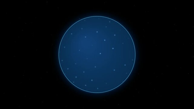 Glowing blue circle with star pattern in deep space