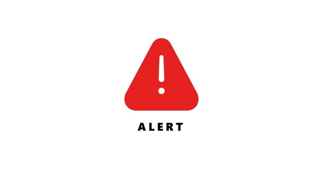 Flashing Red Alert Warning Triangle Hazard Sign Animation on White and Green Screen