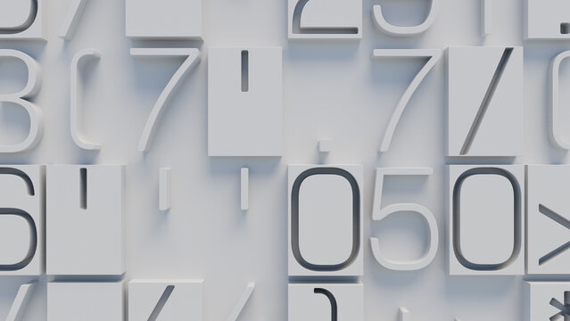 Close-Up of Textured Surface Filled with Repeated Numbers and Symbols, Vibrant Digital Art for Educational, Financial, and Analytical Design Applications