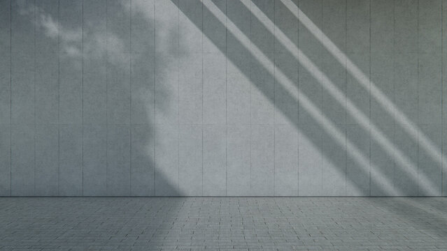 Close up of Concrete Plate Wall texture in Bright Sunshine with Overhanging Shadow. Serenity Concept with copy-space.