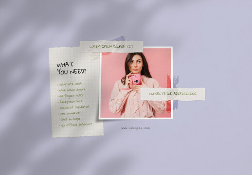 Photo Mockup with Torn Paper Notes