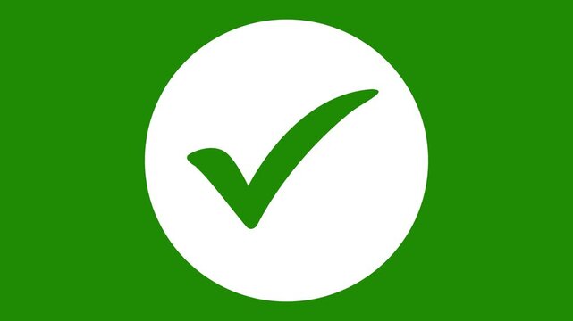 Green check mark icon animated Animated in white circle. Isolated on a white background. Check Mark, Tick, Yes, OK Symbol Animation. approved tick mark icon, 4K