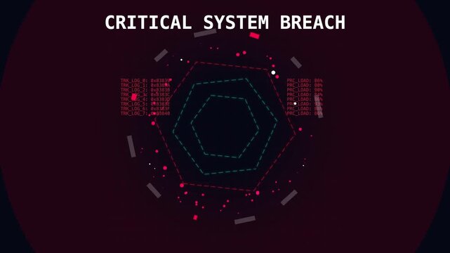 Critical System Breach Cyber Attack Warning Animated Graphic