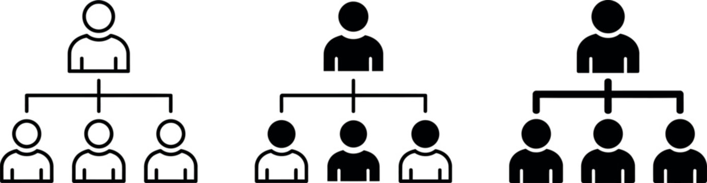 Corporate organizational chart icons representing team hierarchy and structure with people icon human resources business structure business grow