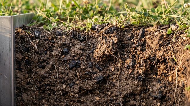 Biochar particles enrich a living soil profile