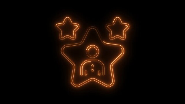 Glowing user star rank icon animation on black background displaying achievement