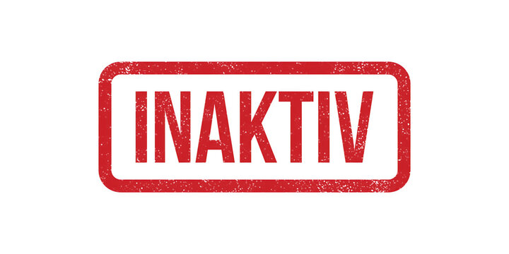 Inaktiv red rubber stamp on white background. Grungy inactive status mark. Distressed rectangular ink seal for business documentation.