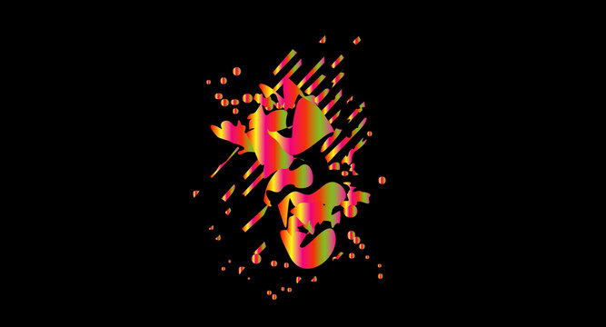 Abstract colorful digital explosion with glitch effect