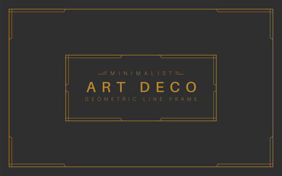 Minimalist geometric line art deco frame design template vector in gold elegant color