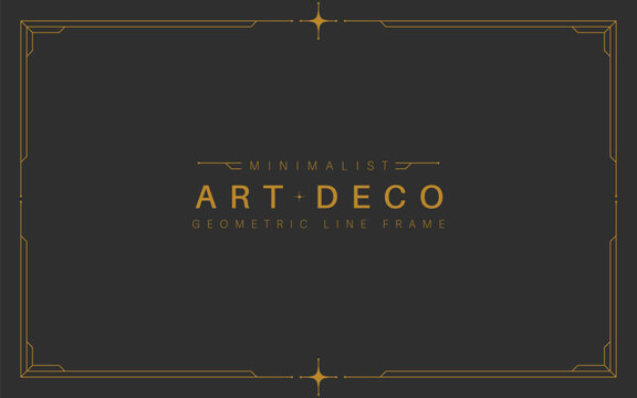 Minimalist geometric art deco frame with spark icon decoration design template vector in gold elegant color