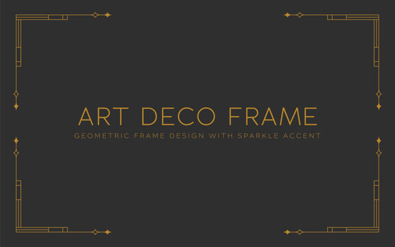 Vintage art deco luxury frame corner design with sparkle accent decoration