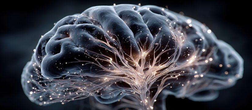 Human Brain with Glowing Connections.
