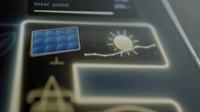 Solar array and sun illustrate renewable yield monitoring