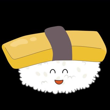 かわいい玉子寿司のアニメーション動画素材(透過・アルファチャンネル付き)