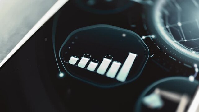 Bar chart columns fluctuate across dashboard