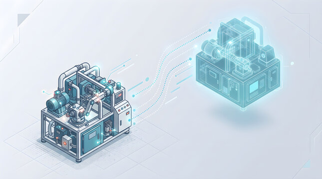 Isometric sensors on machine connected to digital replica