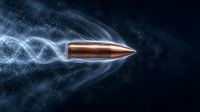 High-Speed Bullet Cutting Through Air with Visible Pressure Waves
