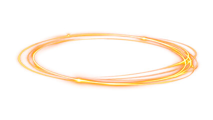 Vibrant orange glowing light ring on transparent background. Abstract neon oval halo with bright swirling trails. Luminous magic circle vector illustration © Payl