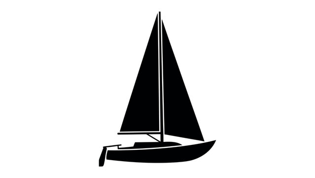 Sleek Sailboat Silhouette: A striking black silhouette of a sailboat with full sails, poised for adventure on the open water. Symbolizing freedom and exploration.