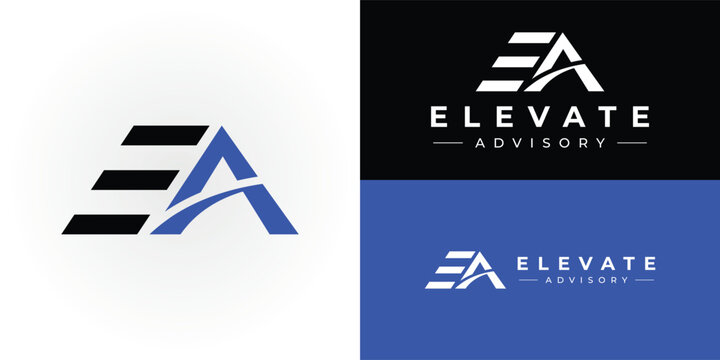 A sleek, abstract 'EA' monogram featuring geometric lines and an upward arc to symbolise precision, investigation, financial insight and elevation, all presented in a professional, modern aesthetic.