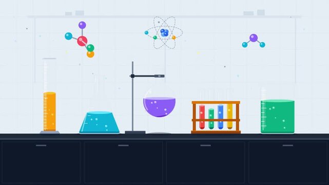 Educational Science Lab Animation Featuring Laboratory Equipment
