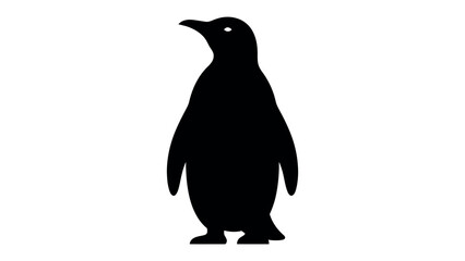 Fototapeta premium Silhouette of a Penguin: A striking black silhouette of a penguin stands tall, its form cleanly defined against a simple backdrop, evoking a sense of uniqueness and resilience.