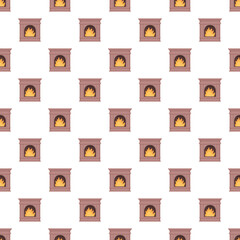 Obraz premium Repeating fireplaces with burning fire creating a warm and inviting seamless pattern