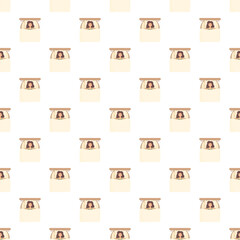 Fototapeta premium Young woman sleeping peacefully in her bed creating a seamless pattern