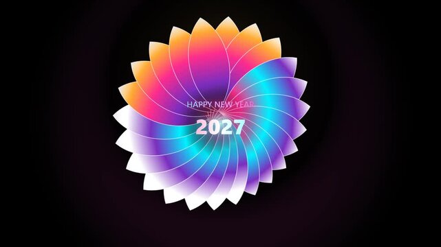 Abstract colorful flower shape for 2027 new year greeting