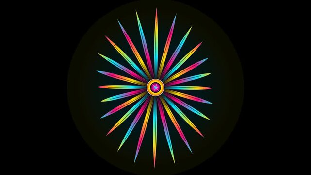 Abstract colorful starburst pattern with vibrant gradient rays