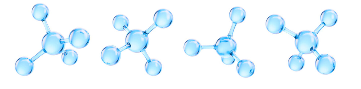 Glass model of methane molecule. abstract molecular structure isolated. 3d illustration