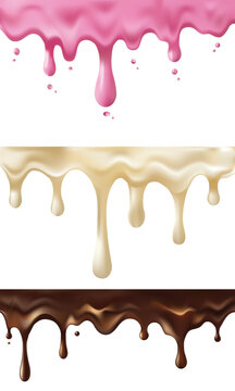 Set of dripping icing, syrup or chocolate
