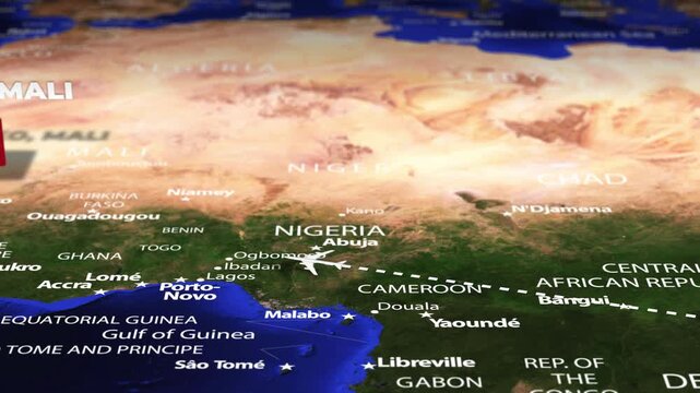 Flight From Nairobi KENYA to Bamako MALI with flag pins