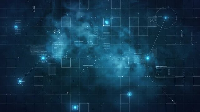 Digital data network connecting grid lines in space