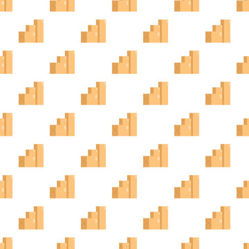 Repeating pattern of stacked cardboard boxes forming upward stairs on a white background