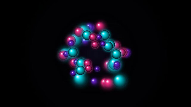 Abstract 3d spheres with glowing neon light effects