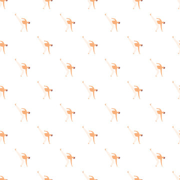 Seamless pattern featuring a man practicing a high kick in capoeira martial art
