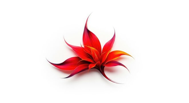 Vibrant red hues blend into a soft floral shape over a crisp white backdrop, creating a minimal and artistic abstract nature composition, focus, dynamic, expressionist
