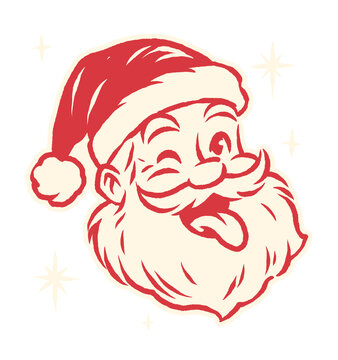 Happy Santa Head Illustration
