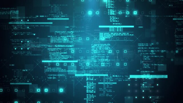 Digital data stream flowing programming code background