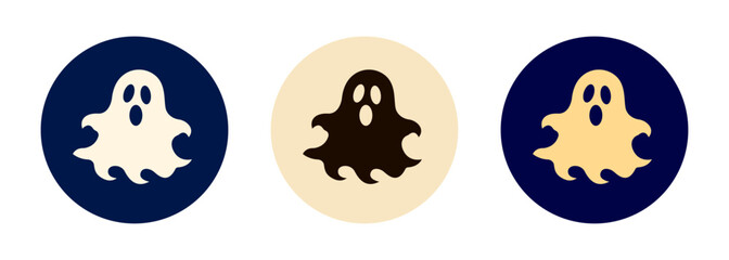 Obraz premium Three friendly ghost icons for Halloween decoration and spooky themes