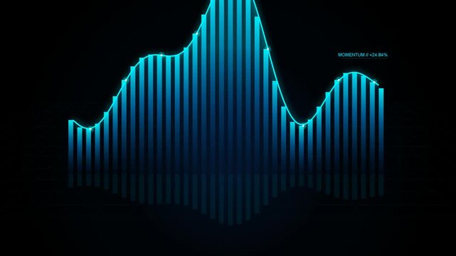 Abstract digital financial chart with glowing blue bars