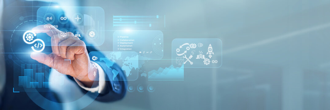 Engineer hand-holds DevOps pipelines through a cloud network for faster delivery. Continuous integration and automated testing help teams launch new software features very efficiently.