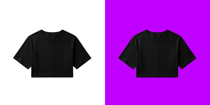Black crop top shirt apparel mockup for fashion design templates transparent png