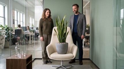 Fototapeta premium Snake plant claims the best chair in the office